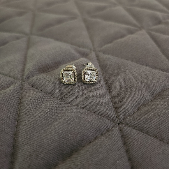 Sterling Silver Halo Earrings - Picture 2 of 3